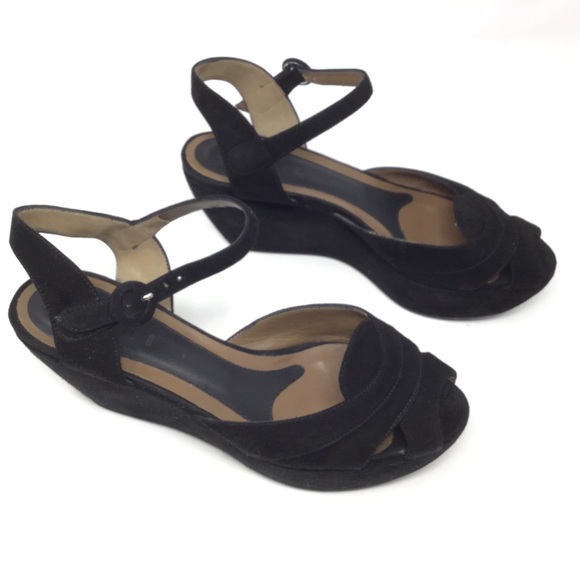 MARNI Suede Ankle Strap Platform Wedge Black Sandal - Picture 4 of 12